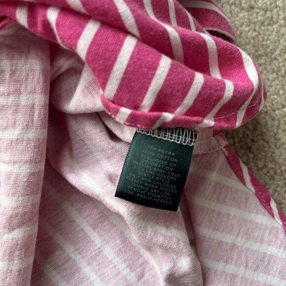 Lauren Ralph Lauren Womens XL Sleepshirt His Shirt Pink Striped Monogram Preppy - Picture 4 of 7